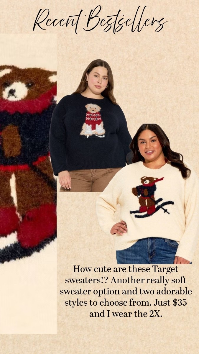 How cute are these Target sweaters!? Another really soft sweater option and two adorable styles to choose from. Just $35 and I wear the 2X. 

#LTKFindsUnder50 #LTKHoliday #LTKPlusSize