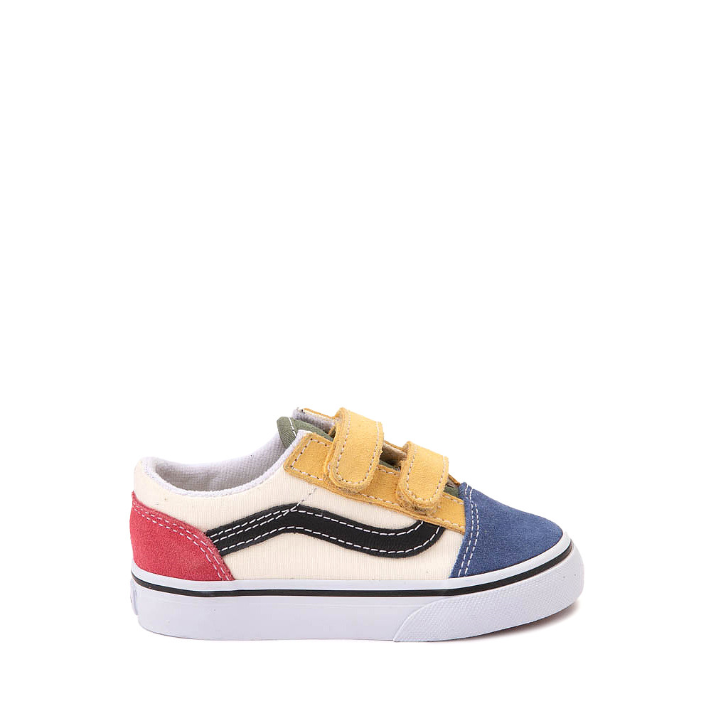 Vans Old Skool V Color-Block Skate Shoe - Baby / Toddler - Red / Blue | Journeys