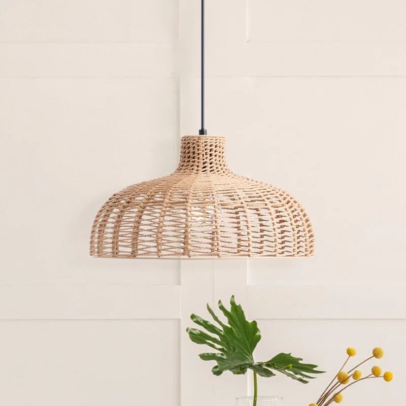 1 - Light Unique / Statement Dome Pendant With Rope Accents | Wayfair North America