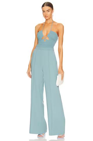 SIMKHAI Gala Cut Out Jumpsuit in Celeste Blue from Revolve.com | Revolve Clothing (Global)
