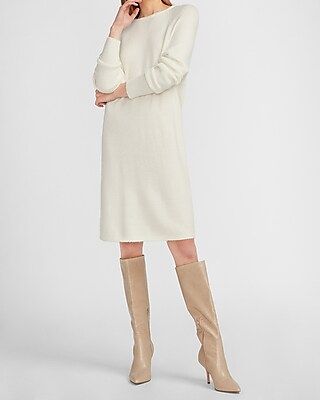 Crew Neck Sweater Dress Women's Ivory | Express