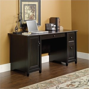Sauder Edge Water Engineered Wood 2-Drawers Computer Desk in Estate Black | Homesquare