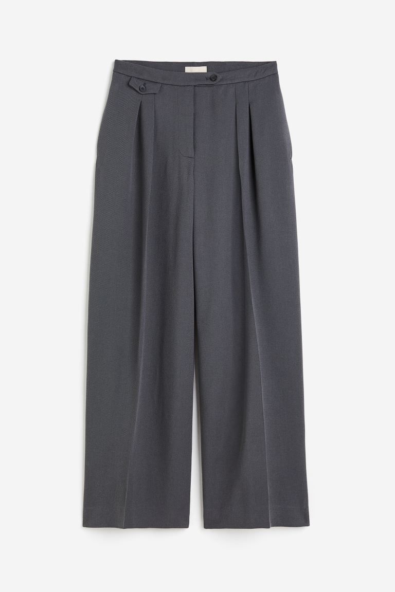 Wide wool-blend trousers - Grey - Ladies | H&M GB | H&M (UK, MY, IN, SG, PH, TW, HK)