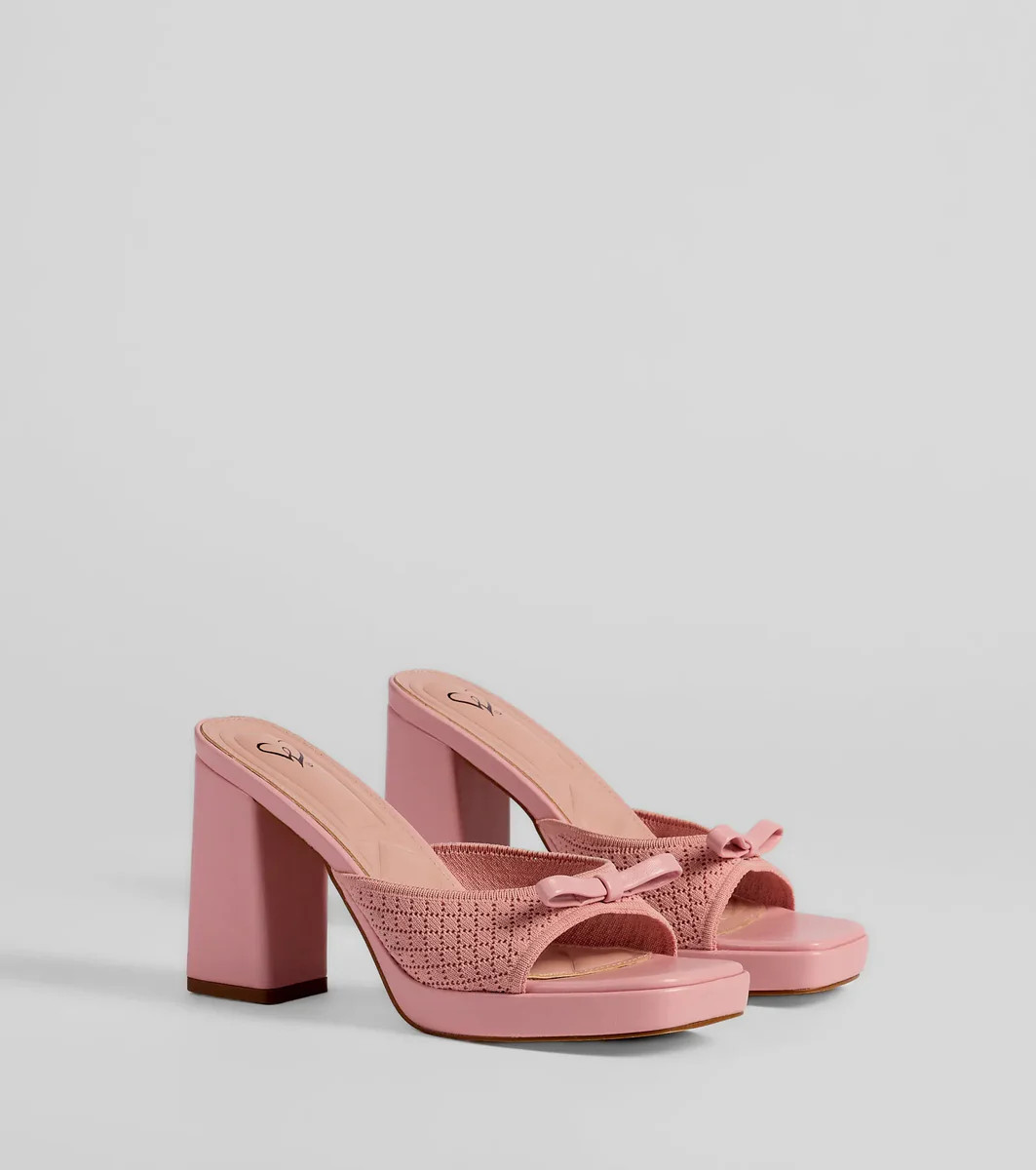Cute Vibes Bow Platform Knit Mules | Windsor Stores