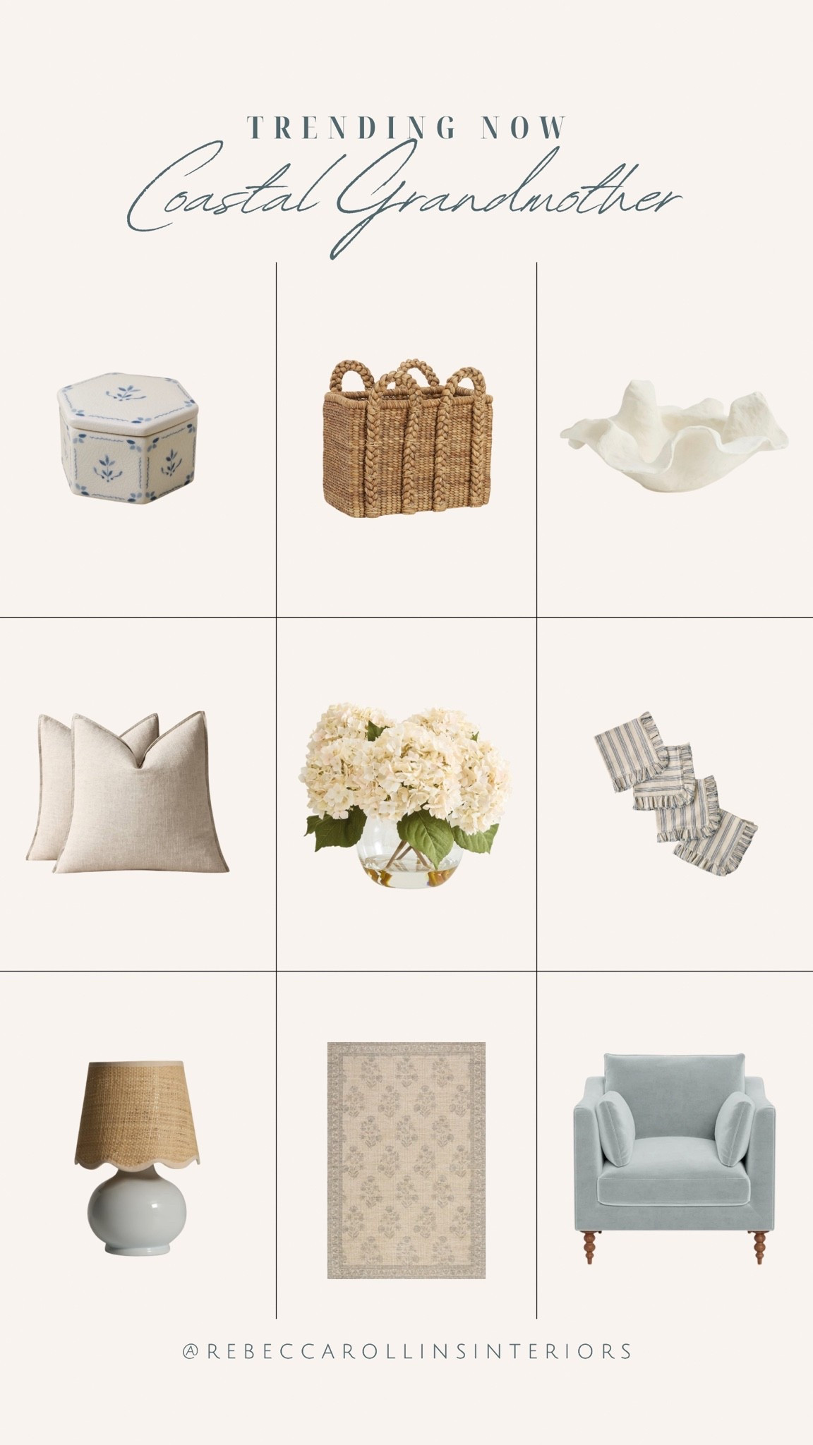 Your Coastal Grandmother Starter Pack
🐚🧺🌊 Everything you need to subtly bring in the summer trend!

#homedecor #coastalgrandmother

#LTKSeasonal #LTKHome #LTKSaleAlert