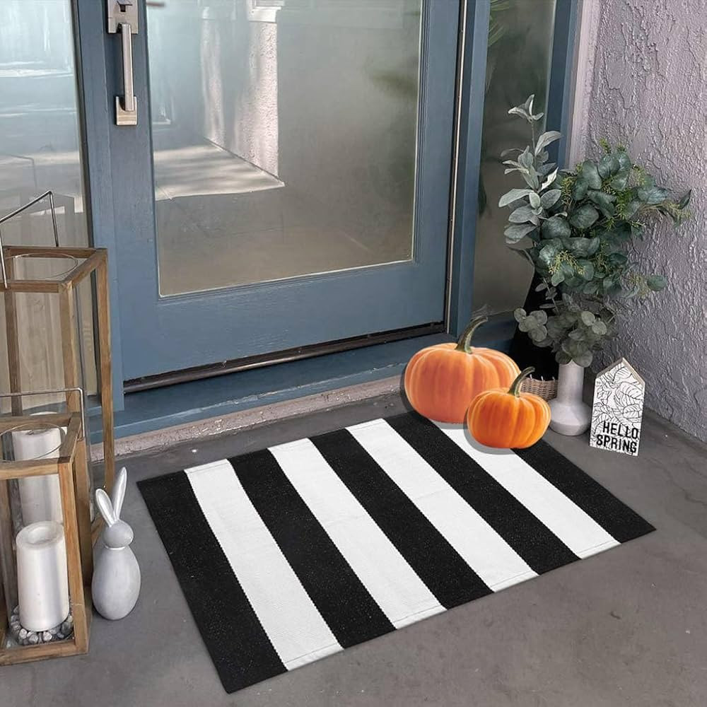 Seavish Black and White Striped Rug, 23.6" x 35.4" Indoor Outdoor Doormats Welcome Mats for Front... | Amazon (US)