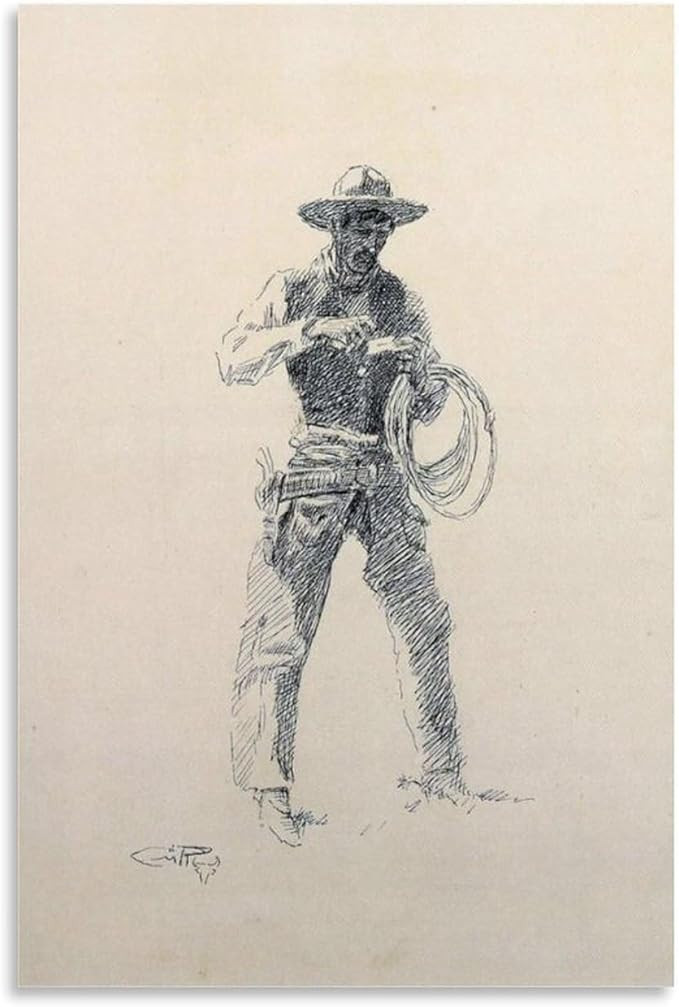 Charles Marion Russell ArtWork - Making A Cigarette Print Poster Artworks Canvas Room Aesthetic W... | Amazon (US)