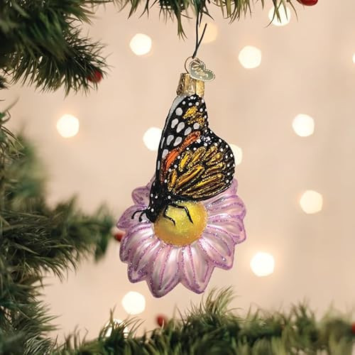 Old World Christmas Monarch Butterfly On Flower Glass Blown Ornament for Christmas Tree, Handcrafted Holiday Decoration, Insect Collection | Amazon (US)