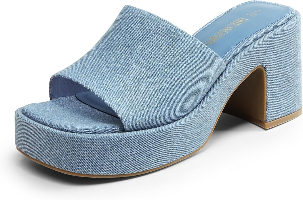 DREAM PAIRS High Chunky Platform Heels for Women Fashion Comfort Slip on Square Open Toe Block He... | Amazon (US)