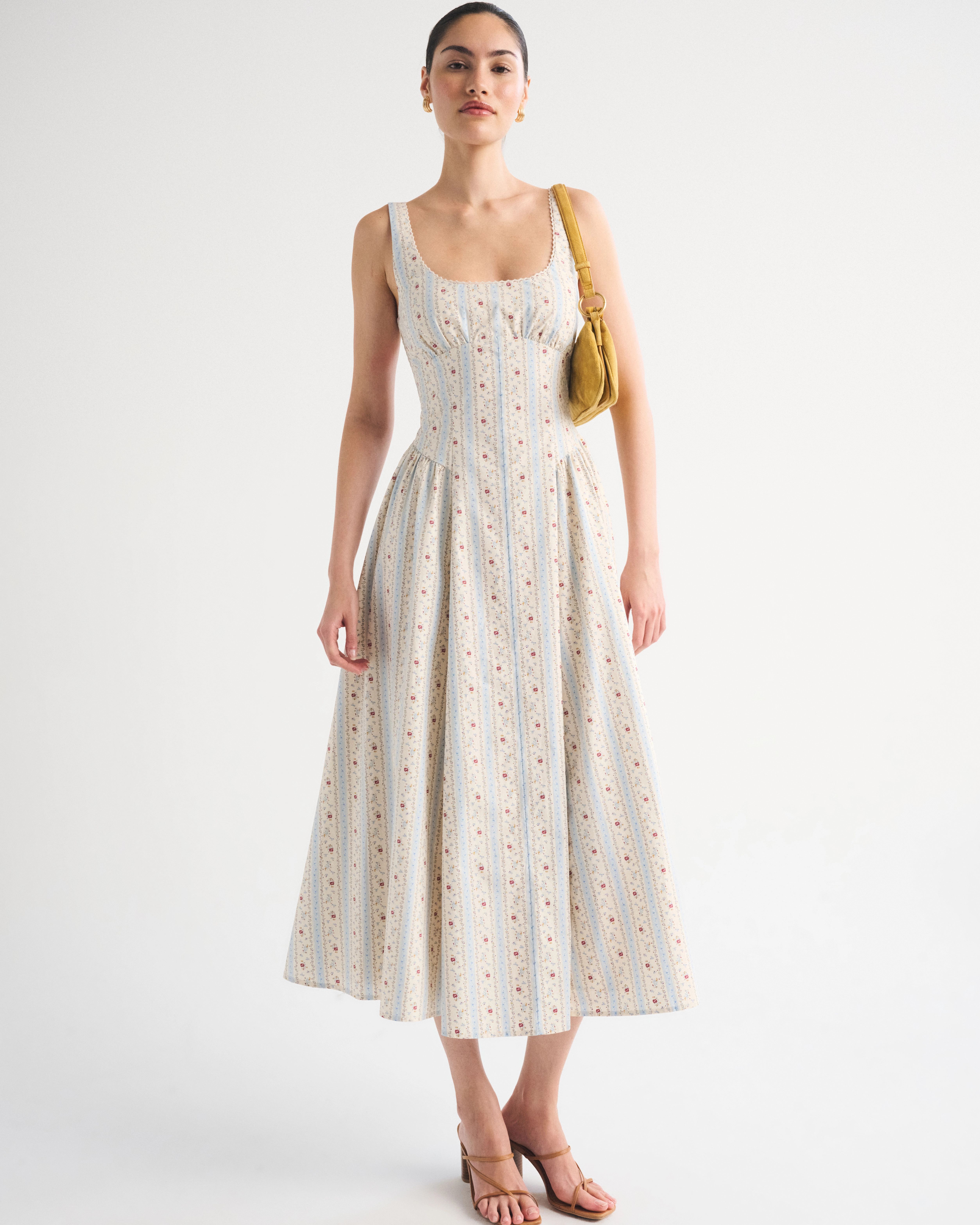 100% Cotton A&F Bra-Free Dylan Midi Dress | Abercrombie & Fitch (US)