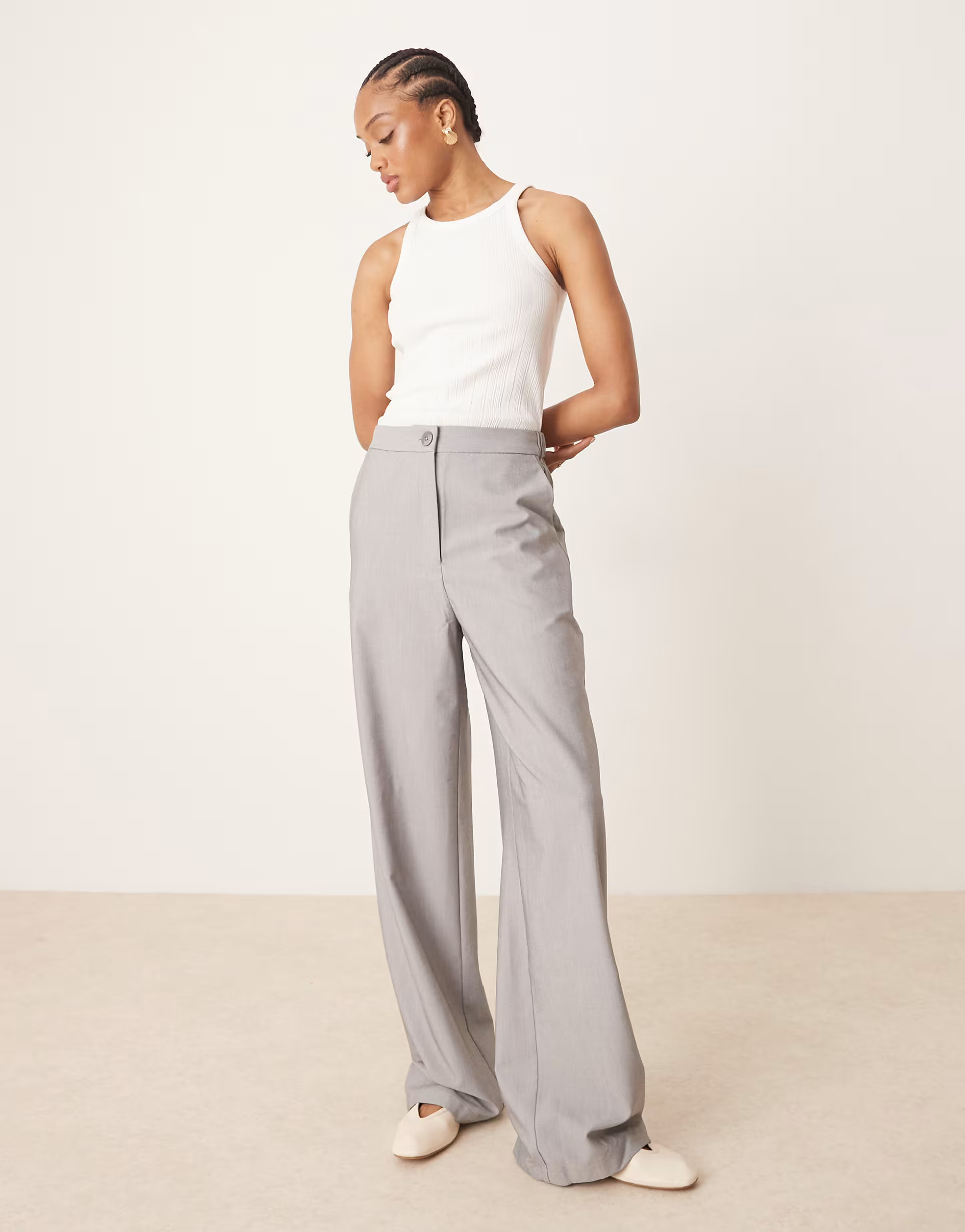 ASOS DESIGN Tall tailored wide leg dad pants in gray | ASOS (Global)