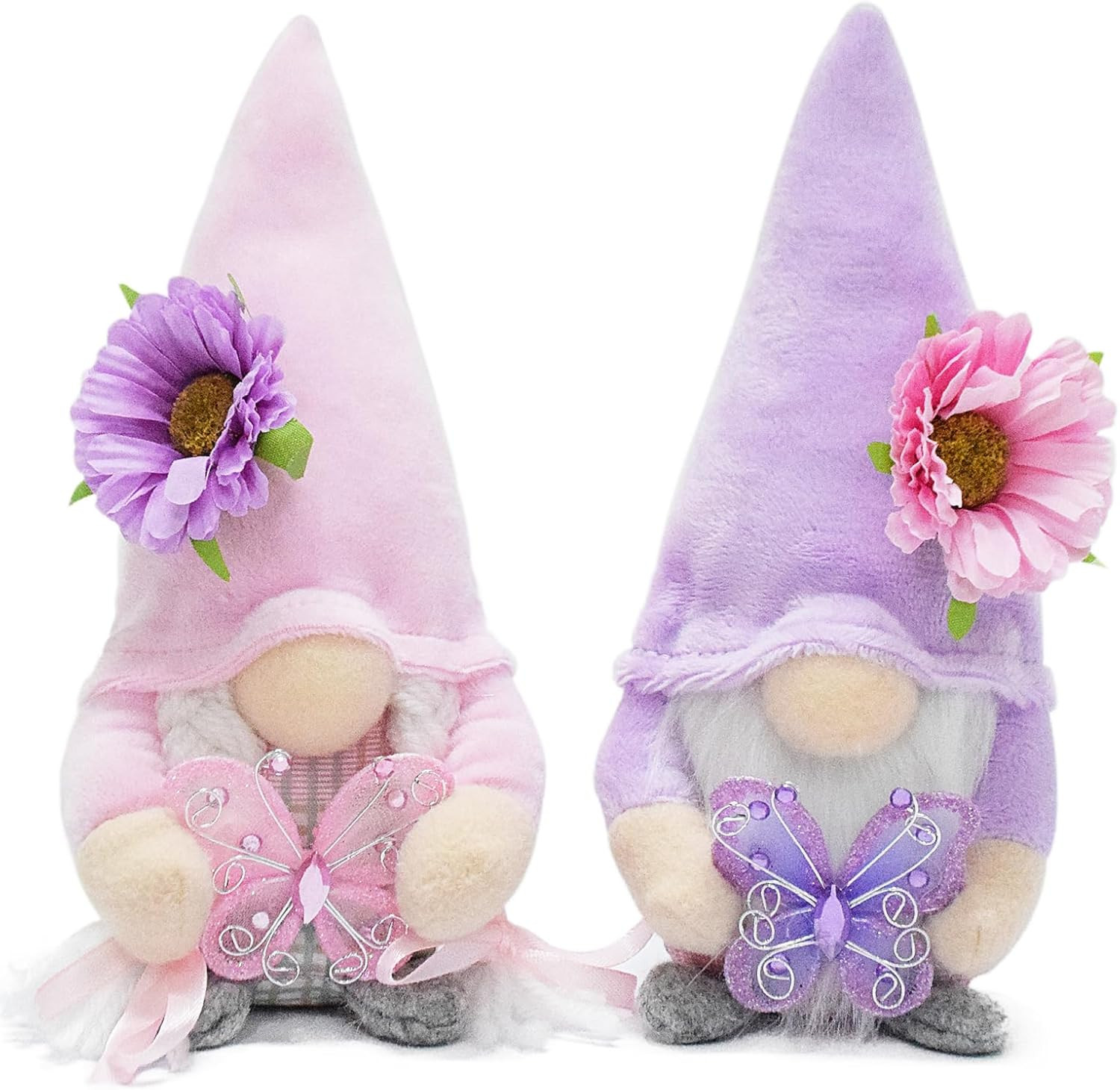 Attiigny Set of 2 Summer Butterfly Gnomes Plush Spring Decoration Flower Farmhouse Rustic Handmad... | Amazon (US)