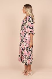 Primadona Shirred Midi Dress - Pink Floral | Petal & Pup (US)