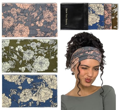 Huachi Wide Headbands for Women Non Slip, Thick Womens Floral Headbands Boho Elastic Hair Bands for Women's Hair, Stretchy Sweat Headband for Workout Running Working | Amazon (US)