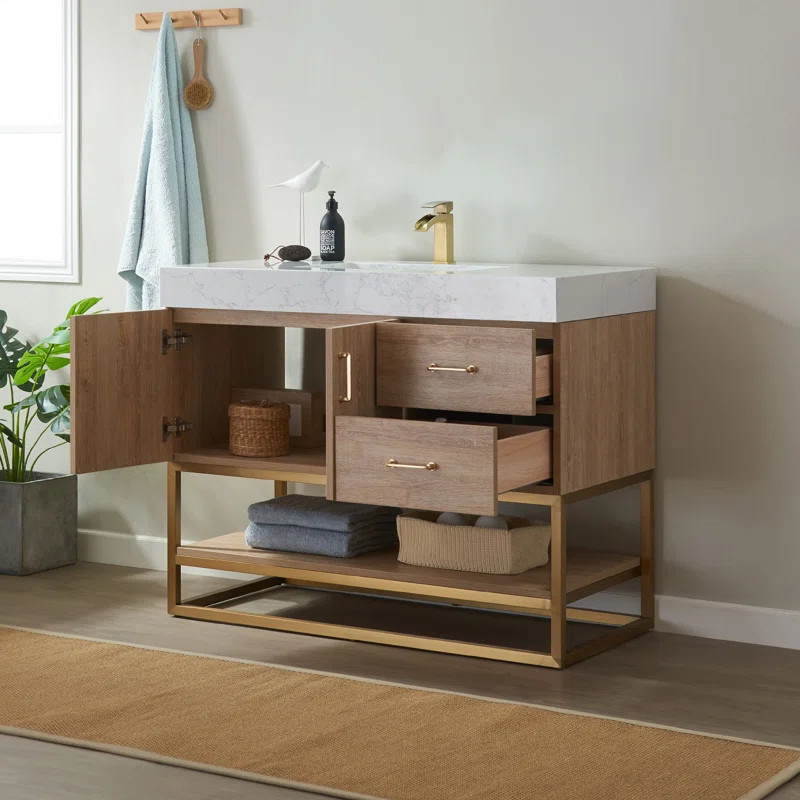 Annice 42'' Free Standing Single Bathroom Vanity with Stone Top | Wayfair Professional