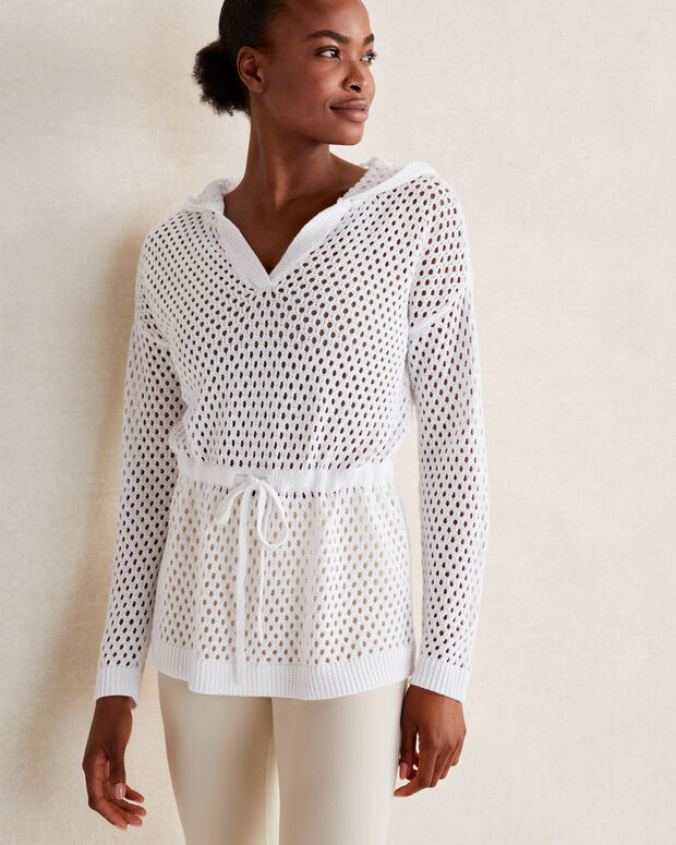 Organic Cotton Linen Open Stitch Hoodie | Talbots