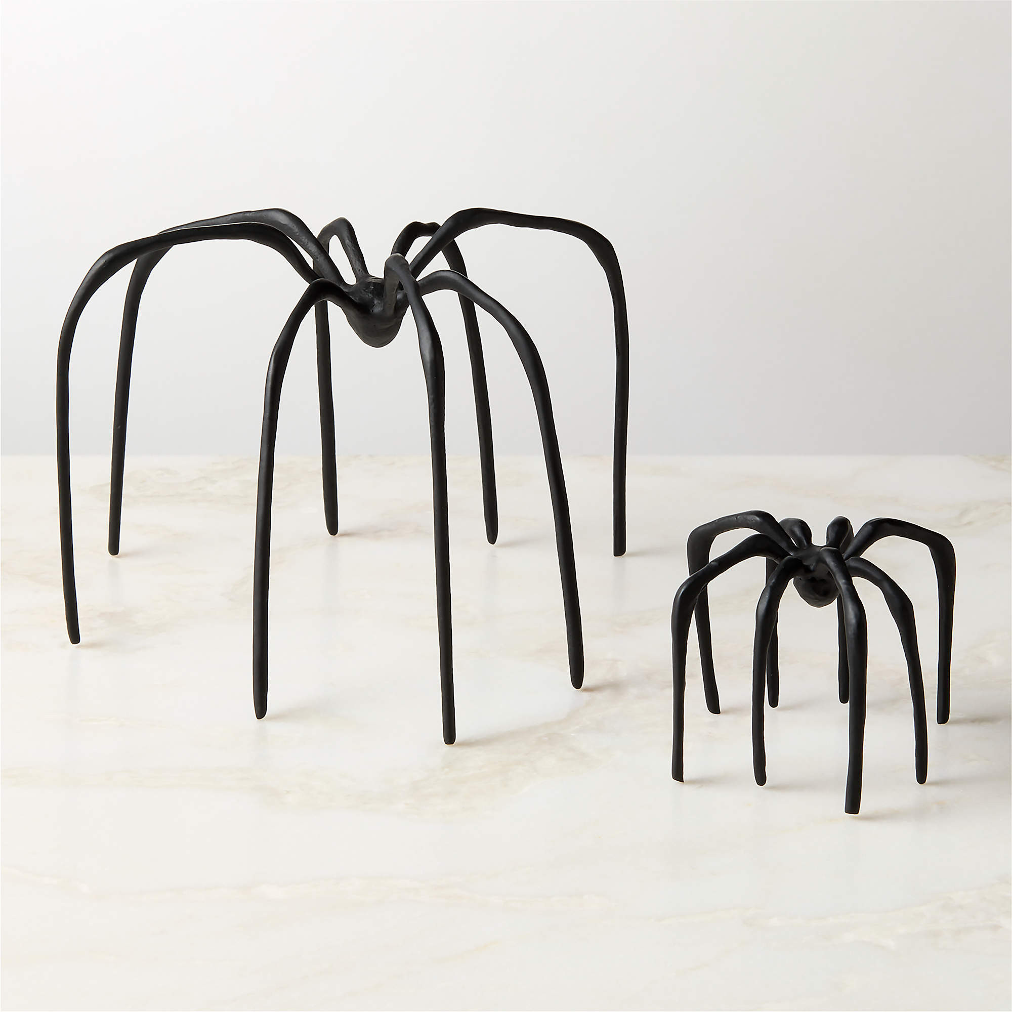 Huntsman Black Cast Aluminum Halloween Decorative Spider Set of 2 | CB2 | CB2