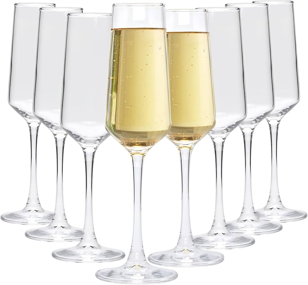 Ufrount Champagne Glasses Set of 8,Elegant 8oz Champagne Flutes,Clear Sparkling Champagne Flutes ... | Amazon (US)