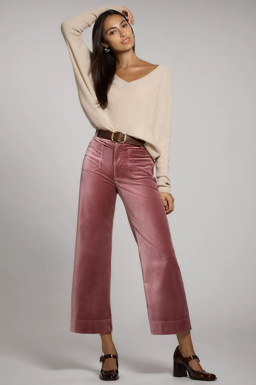 The Colette Cropped Wide-Leg Pants by Maeve: Velvet Edition | Anthropologie (US)