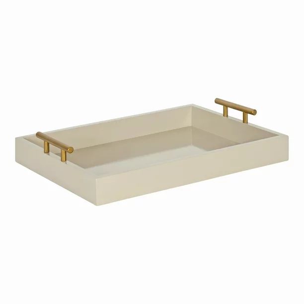 Kate and Laurel Lipton Mid Century Modern Decorative Wood Tray with Brushed Gold Metal Handles, S... | Walmart (US)