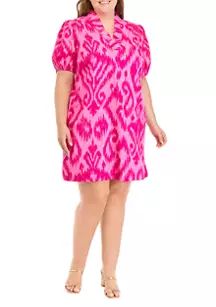 Plus Size Ruffle Neck Printed Dress | Belk