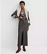 Coated Denim Maxi Skirt in Brown | LOFT