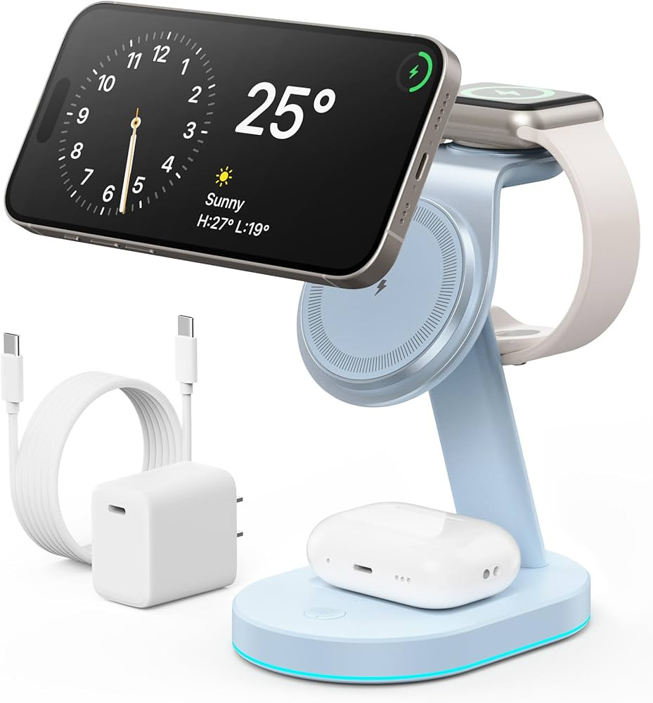 3 in 1 Wireless Charger Charging Station for iPhone,Qi2 Certified 15W Magnetic Charging Stand for... | Amazon (US)