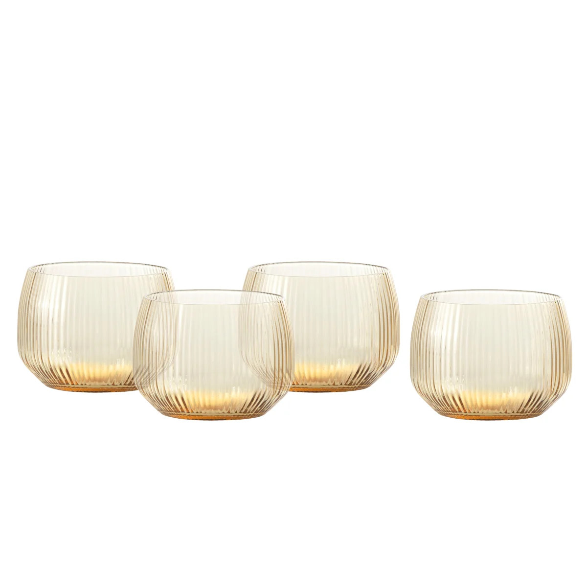Fortessa Estiva Glass, 9.5 Ounce Short Tumbler (Set of 4), Textured Ginger Gold | Wayfair North America