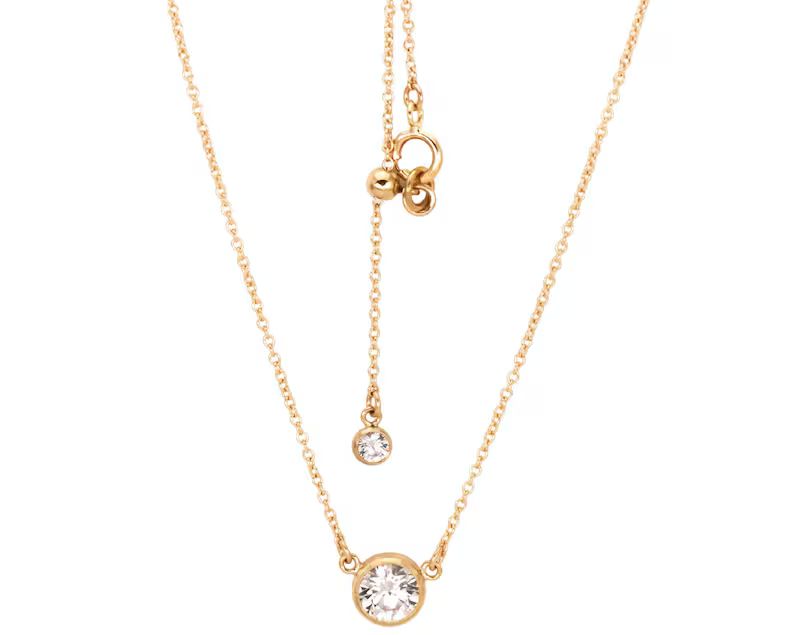 14K Gold Filled Diamond Cut Dainty Charm CZ Nasreen Necklace Adjustable | Etsy (US)