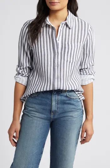 Stripe Cotton Gauze Button-Up Shirt | Nordstrom