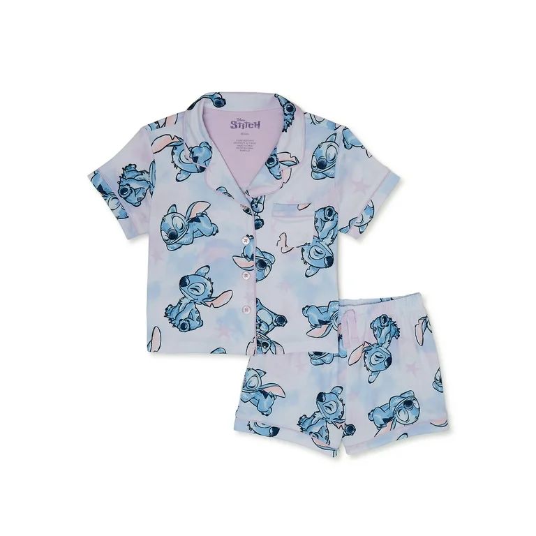 Lilo & Stitch Girls Short Sleeve and Short Pajama Set, 2-Piece, Sizes 4-12 | Walmart (US)