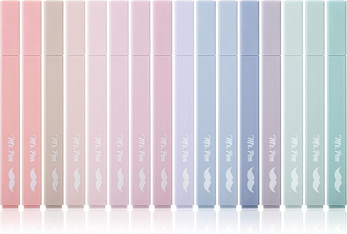 Mr. Pen- Aesthetic Highlighters, 16 pcs, Chisel Tip, Morandi Colors, No Bleed Bible Highlighter P... | Amazon (US)