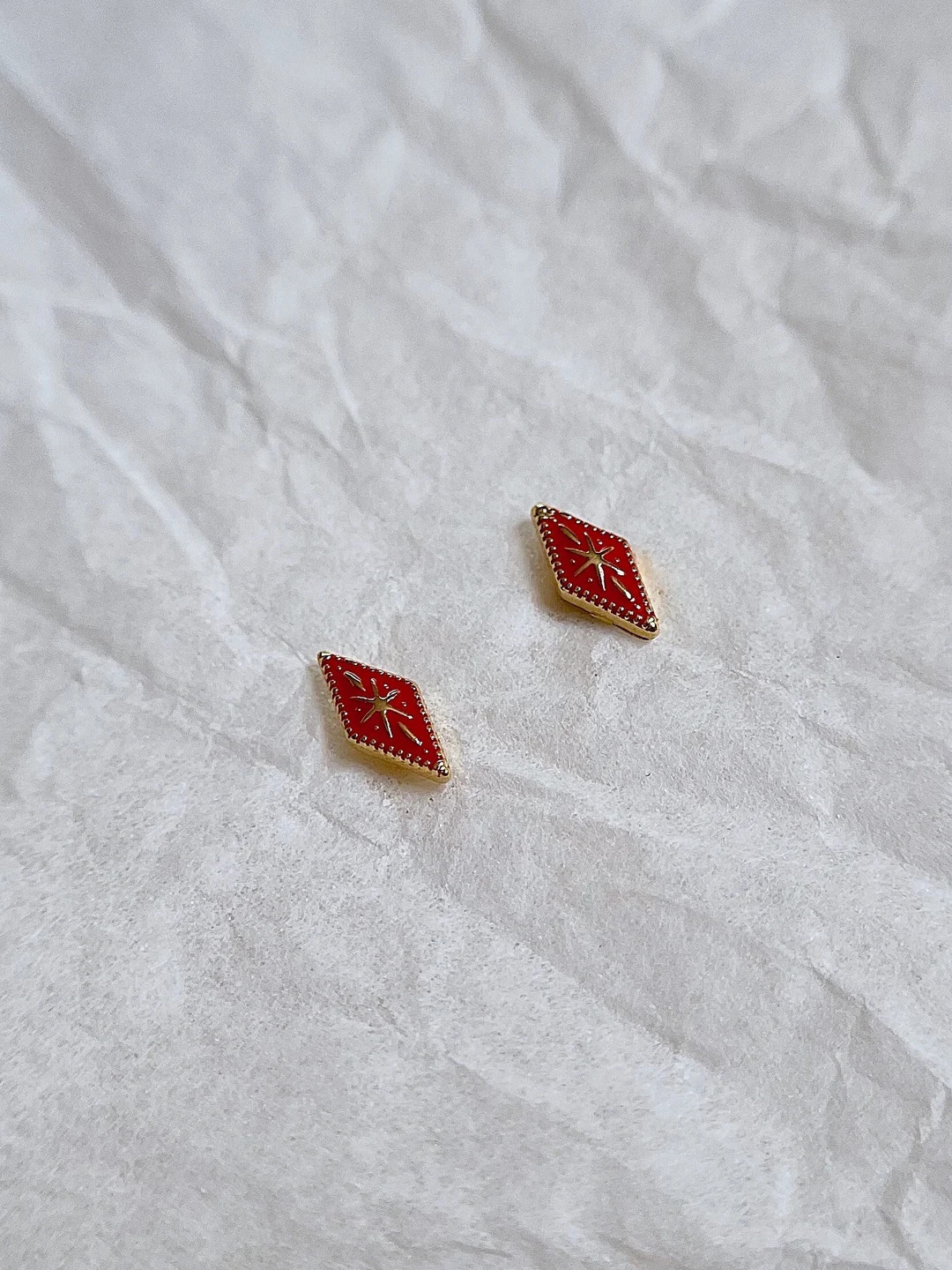 Starburst rhombus studs, Red earrings, Bohemian stud earrings, enamel earrings, Cartilage Helix e... | Etsy (US)