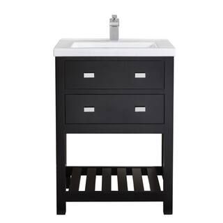 Water Creation VIOLA 24 in. W Bath Vanity in Dark Espresso with Ceramic Vanity Top in White with ... | The Home Depot