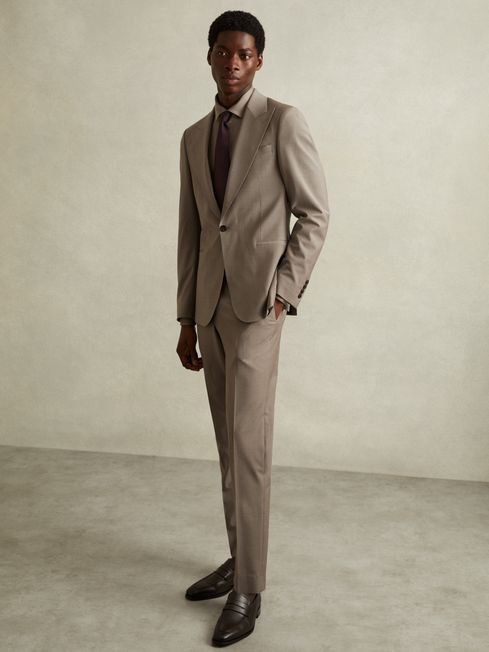 Plain Woven Tie with Silk and Wool in Bordeaux | Reiss UK