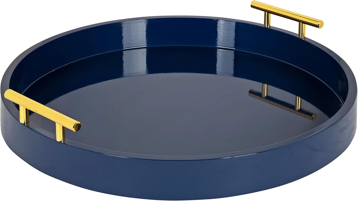 Kate and Laurel Lipton Modern Round Tray, 18" Diameter, Navy Blue and Gold, Decorative Accent Tra... | Amazon (US)