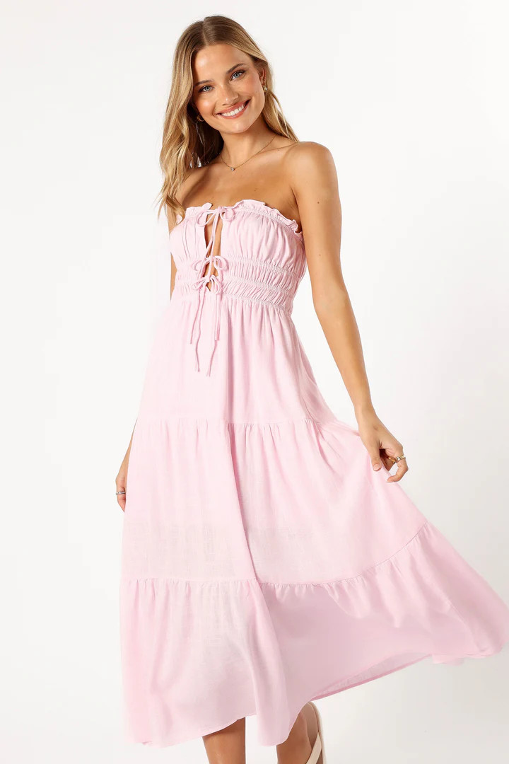 Iris Strapless Midi Dress - Pink | Petal & Pup (US)
