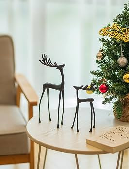 Sziqiqi Reindeer Christmas Decoration for Home: Black Reindeer Figurines | Amazon (US)