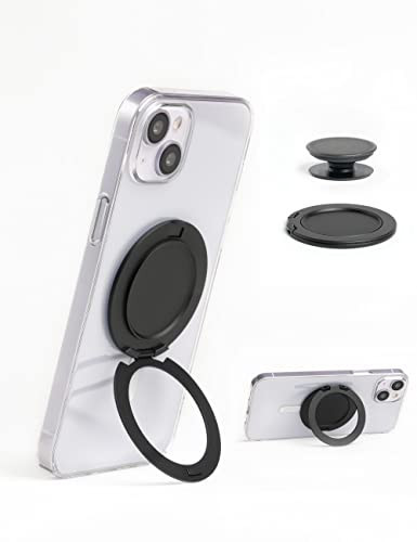 Ganinno R Stand Phone Grip Magnetic Base for iPhone 12 13 14 Series,Magnetic Desk Phone Stand, Compatible with MagSafe Cases, Removable Socket Grip Base for PopSocket Collapsible Stand (Black) | Amazon (US)