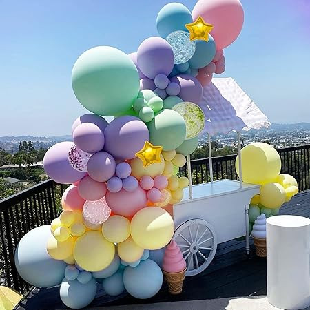 Pastel Rianbow Macaron Balloons Garland Kit for Ice Cream Baby Shower Party Decorations Candy Don... | Amazon (US)