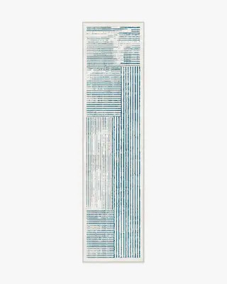 Linear Oasis Ivory & Blue Rug | Ruggable
