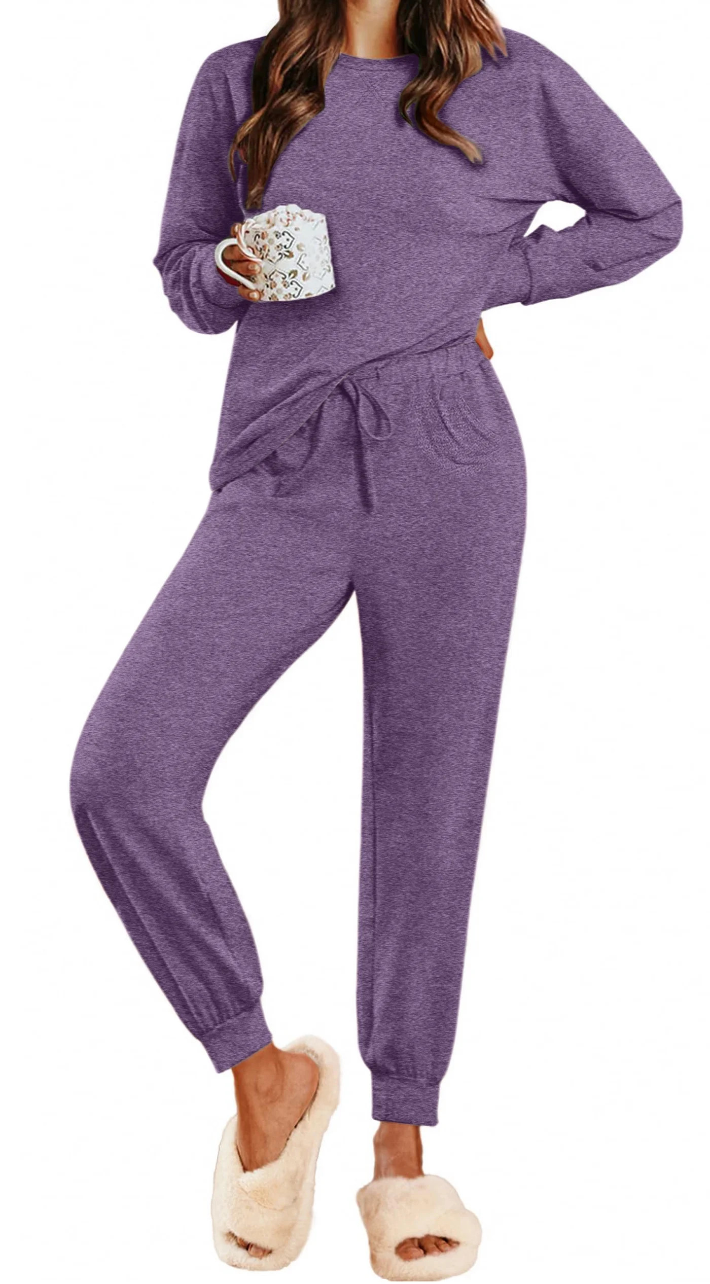 Fantaslook Womens Pajamas Sets Long Sleeve Top and Pant with Pockets Lounge Wear Set Oufits | Walmart (US)