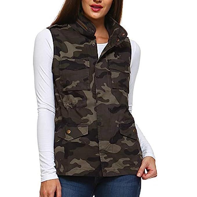Fashionazzle Women's Lightweight Sleeveless Military Anorak Utility Jacket Vest | Amazon (US)