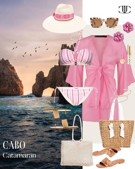 A perfect outfit on catamaran in Cabo. 

Bikini, cover-up, bathing suit, sunglasses, sandals, slides, earrings, travel outfit, travel look, vacation look, summer look, summer outfit, swim look

#LTKstyletip #LTKshoecrush #LTKover40