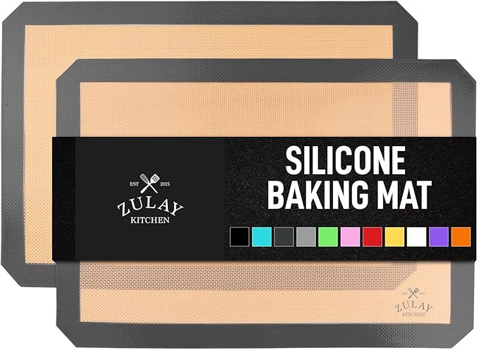 Zulay Kitchen 2-Pack Silicone Baking Mat Sheet - Reusable Silicone Baking Sheet - Easy & Convenie... | Amazon (US)