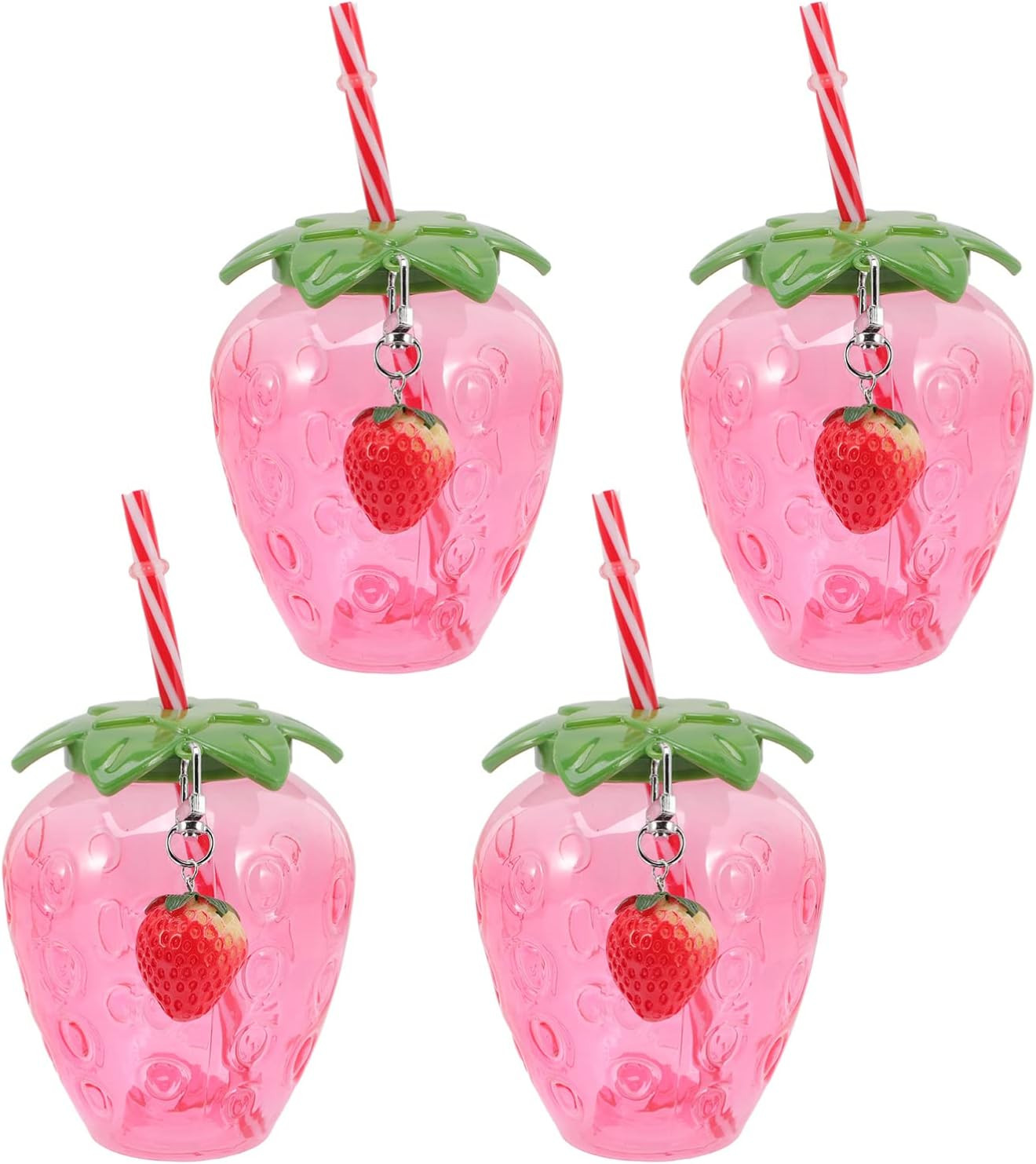 Fruit Shaped Cups 4 Pcs Strawberry Drinking Cups with Straws Portable Hawaiian Plastic Cups for S... | Amazon (US)