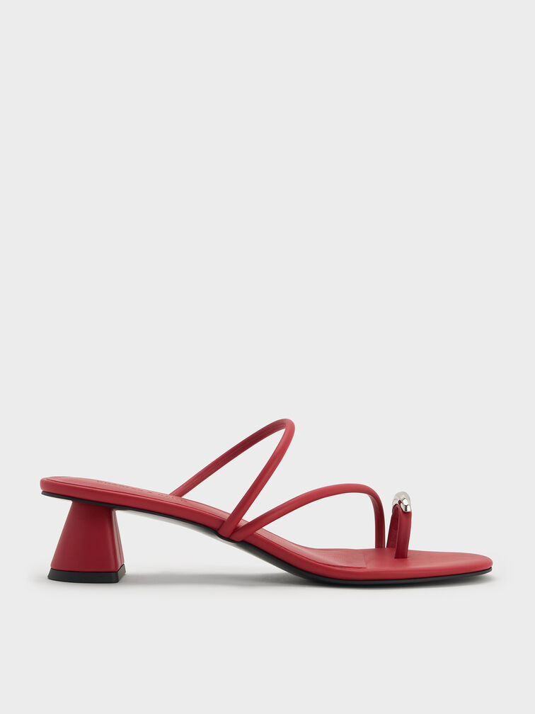Toe-Ring Strappy Heels - Red | Charles & Keith UK