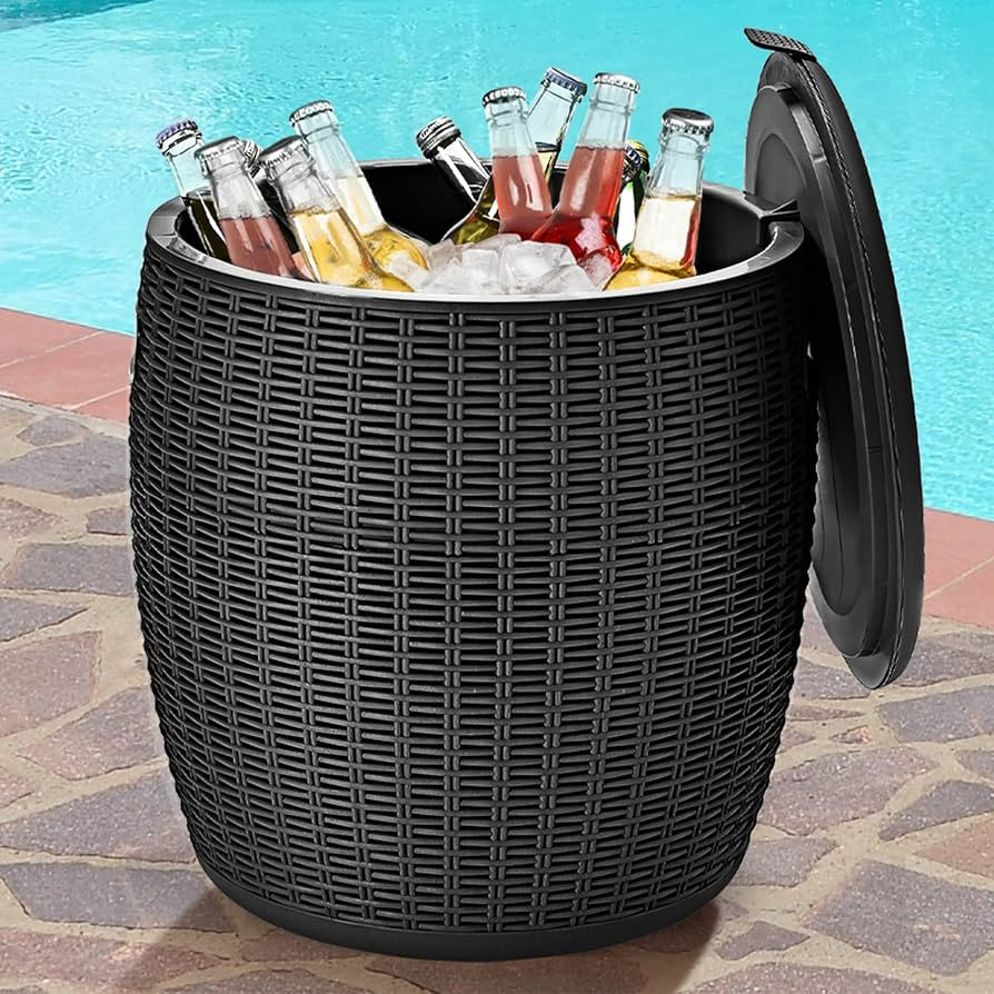 Tangkula 9.5 Gal Cooler Bar Table, Patio Wicker Ice Cool Bar Table, Outdoor Rattan Bar Table with... | Amazon (CA)