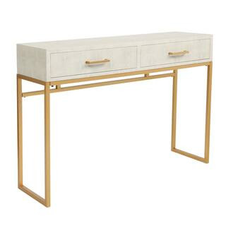 Outopee 41.7 in. W Beige Rectangle Metal Frame Console Table with Drawer 941228127752 | The Home Depot