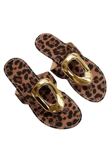 Verdusa Women's Leopard Print Flip Flops Flat Sandals Casual Summer Thong Sandals | Amazon (US)
